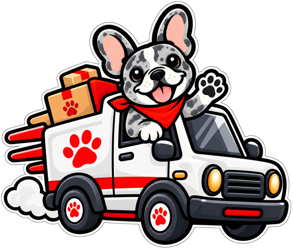 London the French Bulldog with free shipping truck